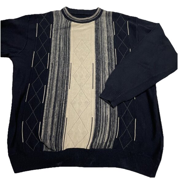 Vintage 90s Men's Protege Textured Sweater Size L Coogi Inspired Grandpa Biggie - Picture 1 of 7